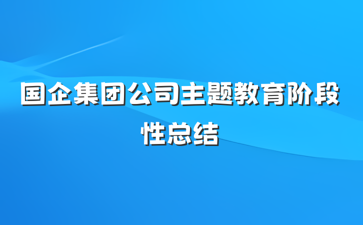 国企集团公司主题教育阶段性总结
