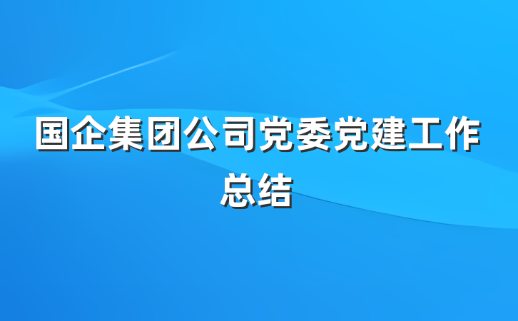 国企集团公司党委党建工作总结