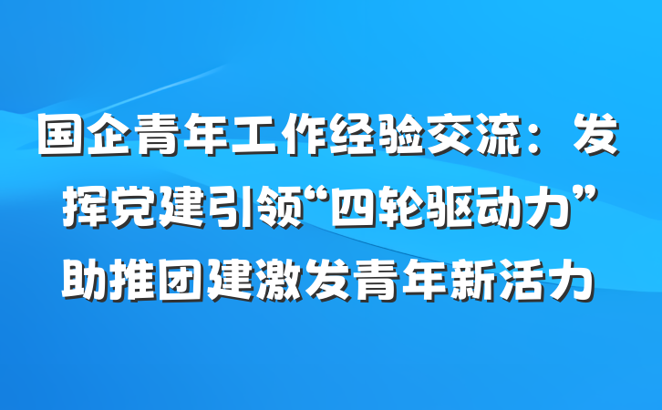 国企青年工作经验交流：发挥党建引领“四轮驱动力”助推团建激发青年新活力