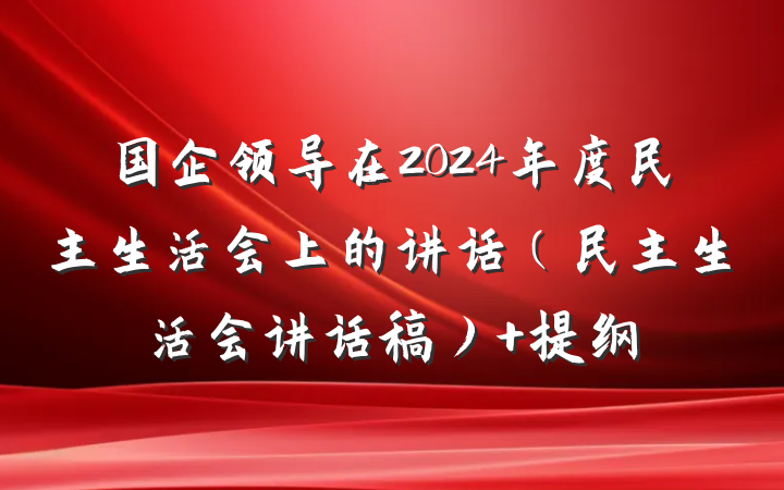 国企领导在2024年度民主生活会上的讲话（民主生活会讲话稿） 提纲
