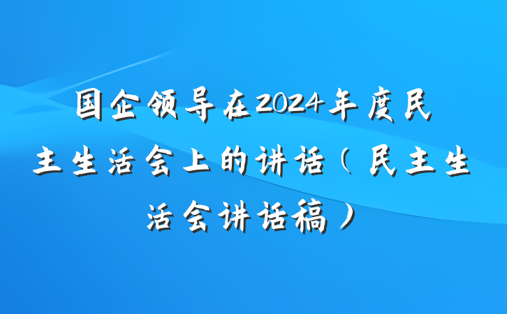 国企领导在2024年度民主生活会上的讲话（民主生活会讲话稿）