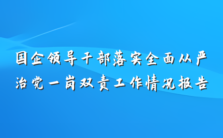 国企领导干部落实全面从严治党一岗双责工作情况报告