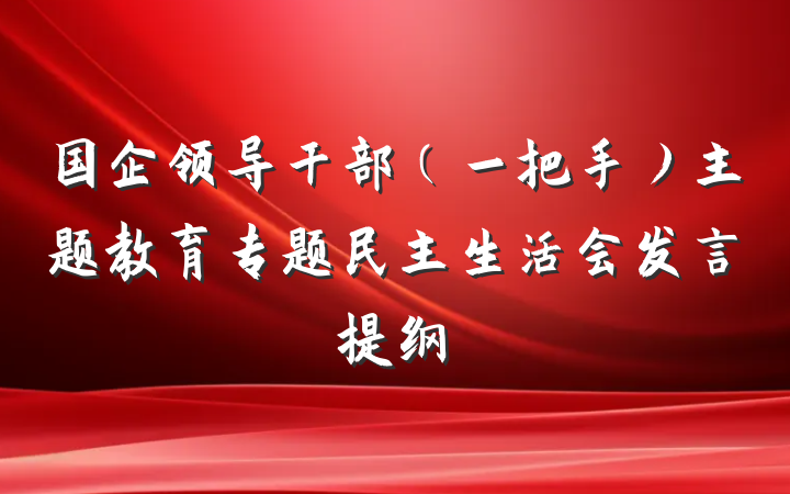 国企领导干部（一把手）主题教育专题民主生活会发言提纲