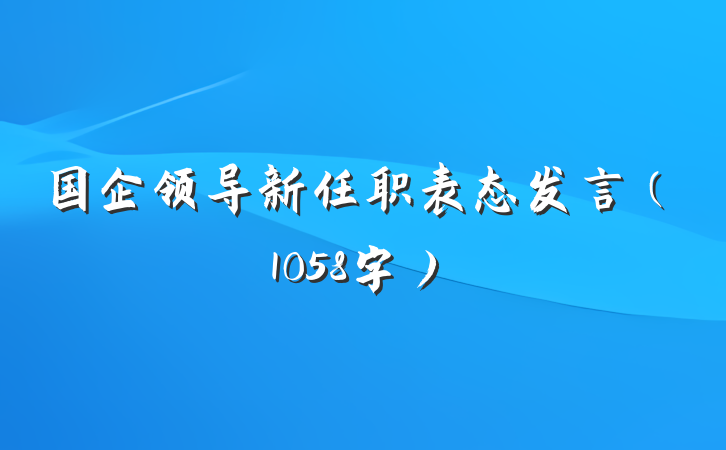 国企领导新任职表态发言（1058字）