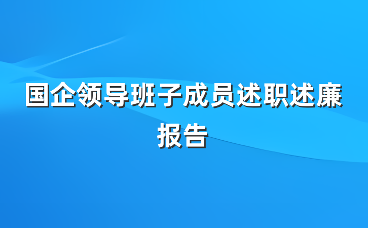 国企领导班子成员述职述廉报告