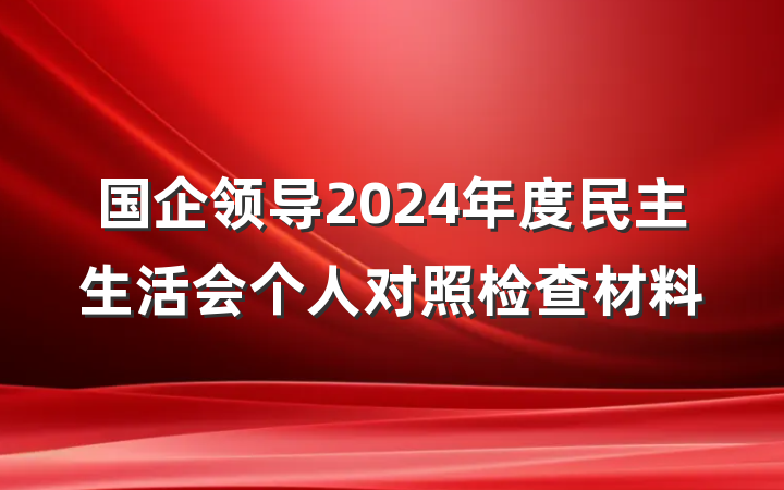 国企领导2024年度民主生活会个人对照检查材料