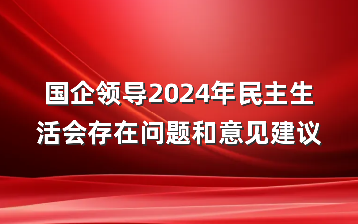 国企领导2024年民主生活会存在问题和意见建议