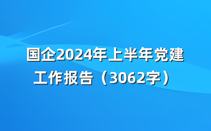 国企2024年上半年党建工作报告（3062字）