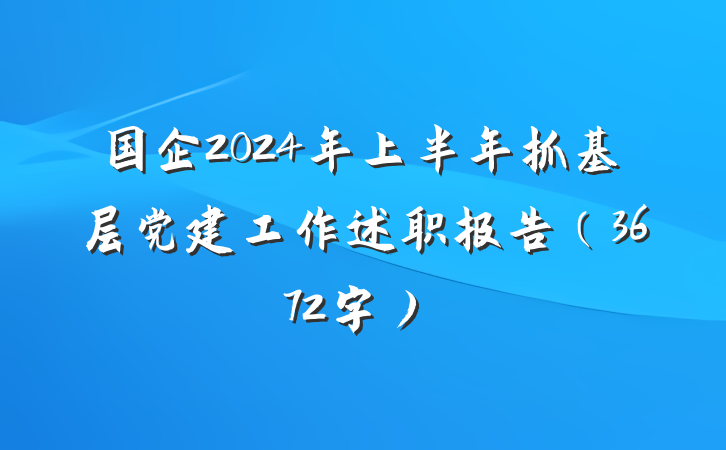 国企2024年上半年抓基层党建工作述职报告（3672字）