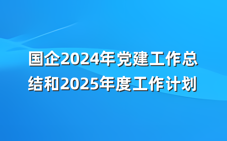 国企2024年党建工作总结和2025年度工作计划
