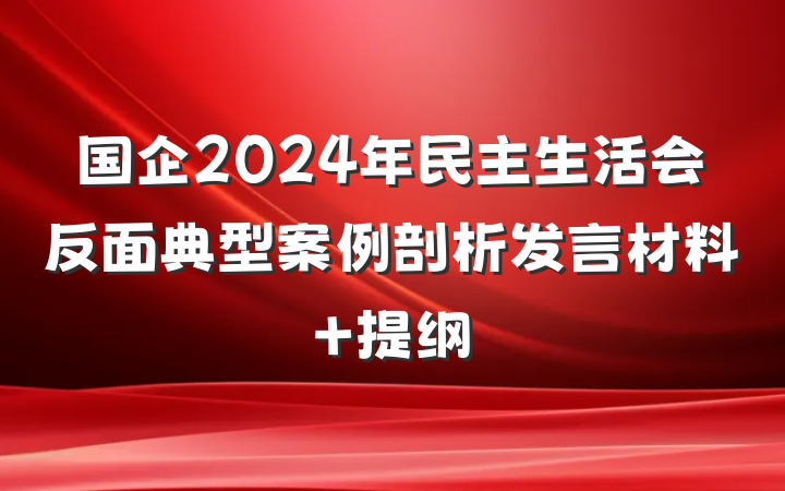 国企2024年民主生活会反面典型案例剖析发言材料 提纲