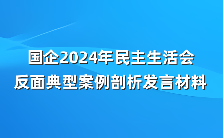 国企2024年民主生活会反面典型案例剖析发言材料