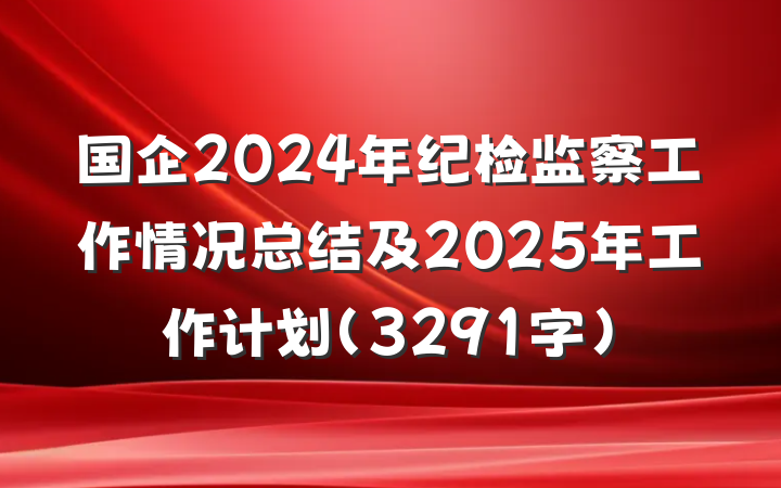 国企2024年纪检监察工作情况总结及2025年工作计划（3291字）