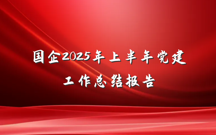 国企2025年上半年党建工作总结报告