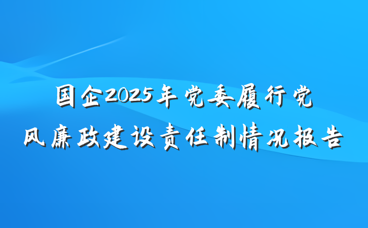 国企2025年党委履行党风廉政建设责任制情况报告