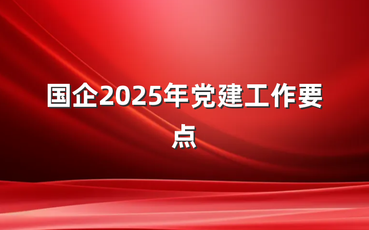 国企2025年党建工作要点