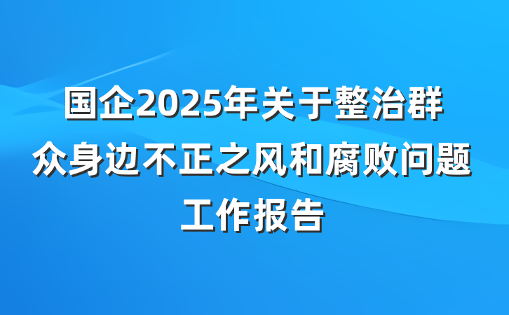 国企2025年关于整治群众身边不正之风和腐败问题工作报告