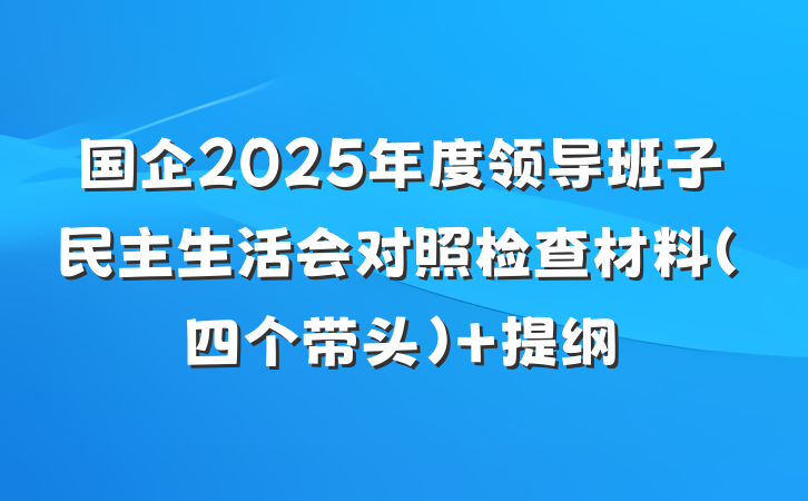 国企2025年度领导班子民主生活会对照检查材料（四个带头） 提纲