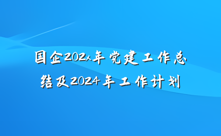 国企202x年党建工作总结及2024年工作计划