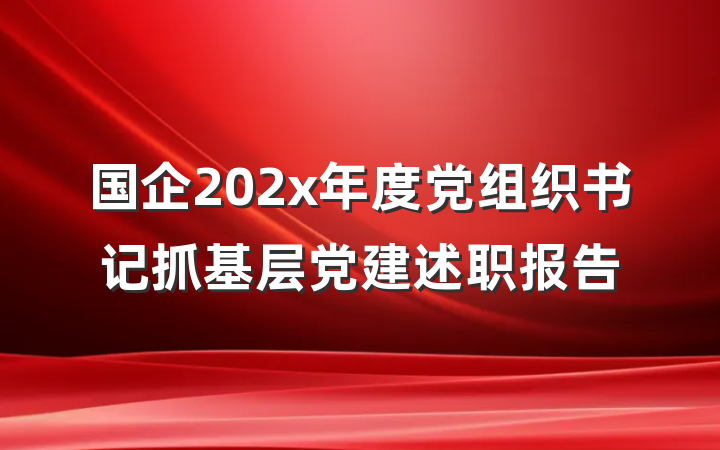 国企202x年度党组织书记抓基层党建述职报告