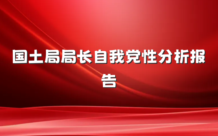 国土局局长自我党性分析报告