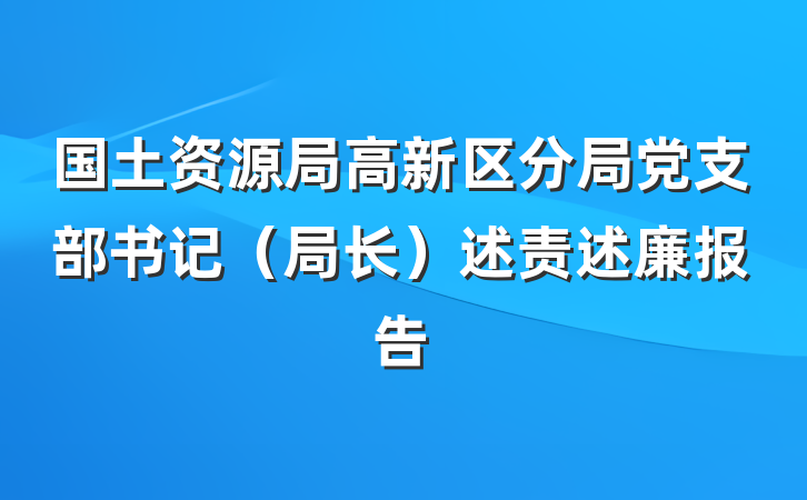 国土资源局高新区分局党支部书记（局长）述责述廉报告