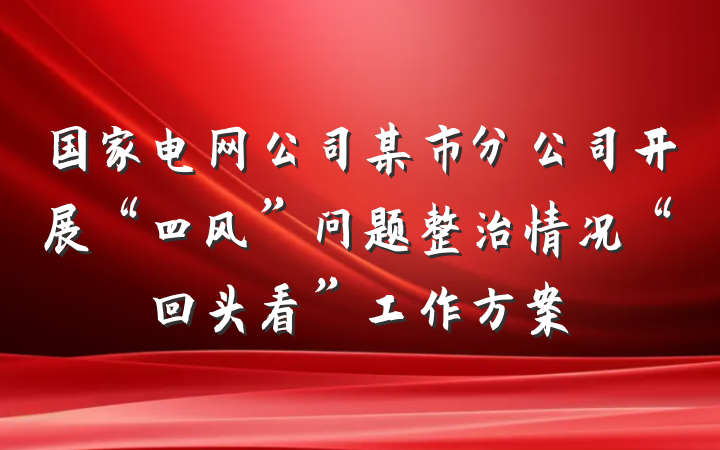 国家电网公司某市分公司开展“四风”问题整治情况“回头看”工作方案