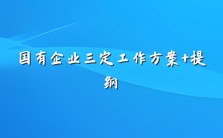 国有企业三定工作方案 提纲