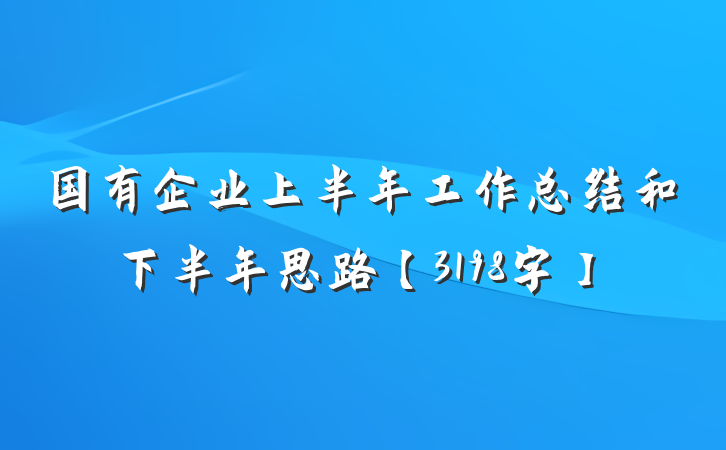 国有企业上半年工作总结和下半年思路【3198字】