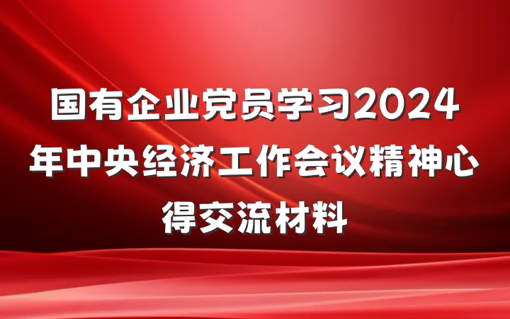 国有企业党员学习2024年中央经济工作会议精神心得交流材料