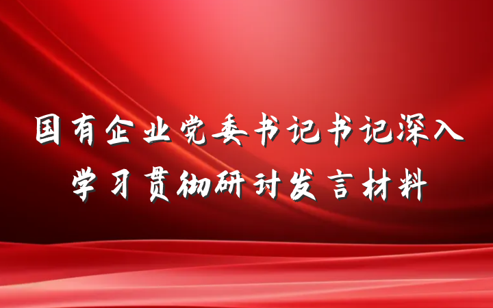 国有企业党委书记书记深入学习贯彻研讨发言材料