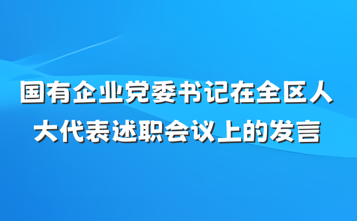 国有企业党委书记在全区人大代表述职会议上的发言