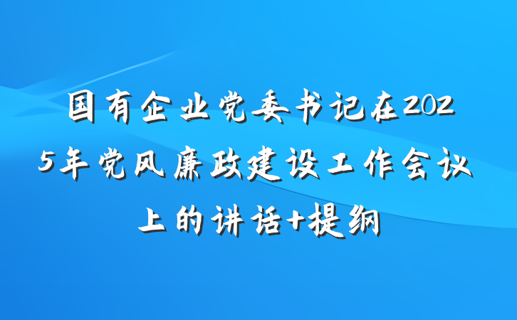 国有企业党委书记在2025年党风廉政建设工作会议上的讲话 提纲