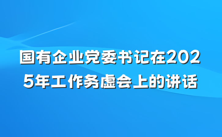 国有企业党委书记在2025年工作务虚会上的讲话