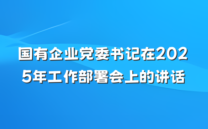 国有企业党委书记在2025年工作部署会上的讲话