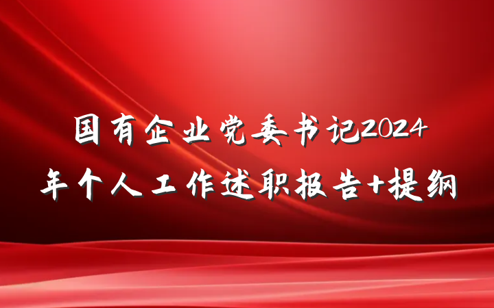 国有企业党委书记2024年个人工作述职报告 提纲