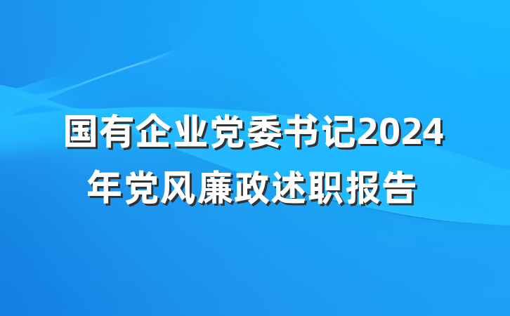 国有企业党委书记2024年党风廉政述职报告