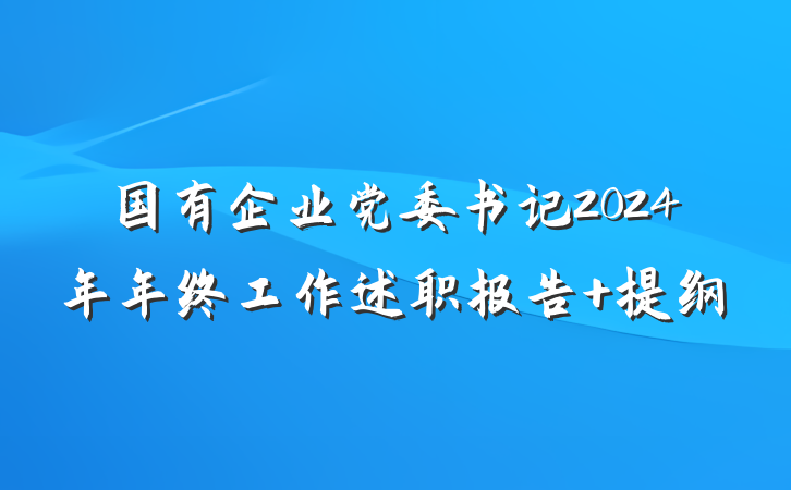 国有企业党委书记2024年年终工作述职报告 提纲