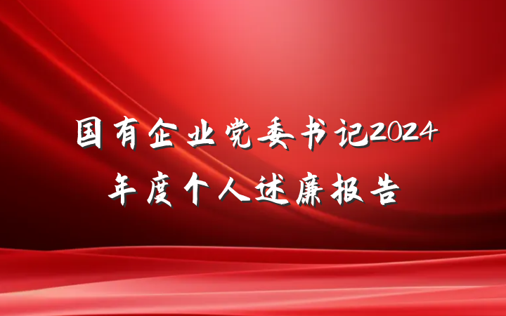 国有企业党委书记2024年度个人述廉报告