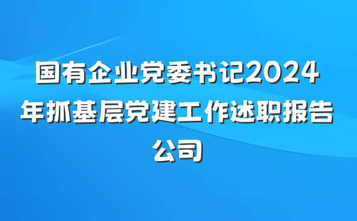 国有企业党委书记2024年抓基层党建工作述职报告公司
