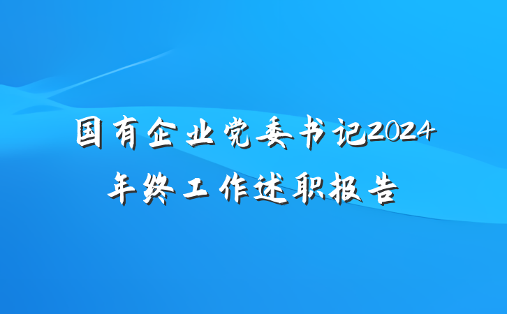 国有企业党委书记2024年终工作述职报告