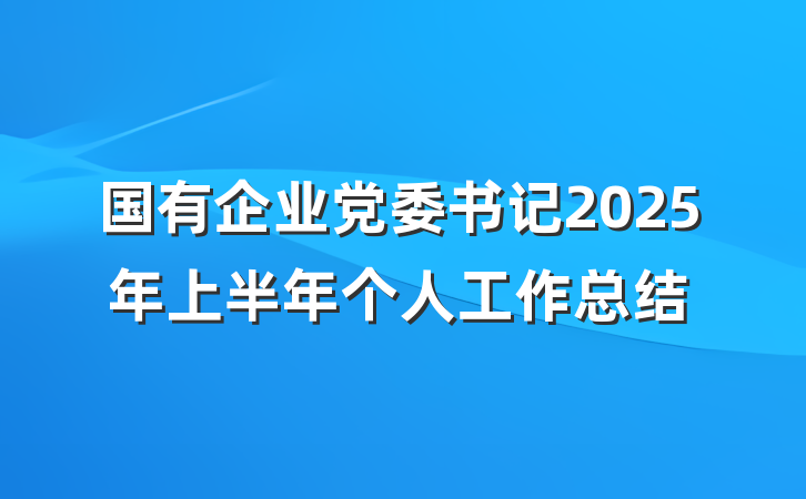 国有企业党委书记2025年上半年个人工作总结