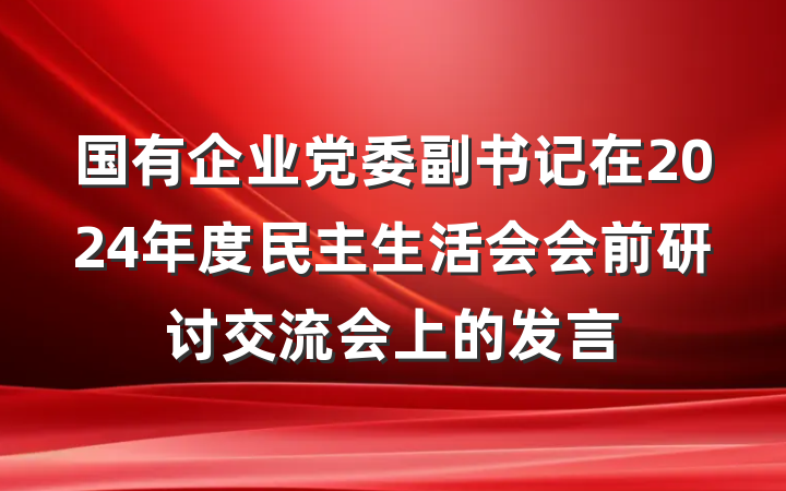 国有企业党委副书记在2024年度民主生活会会前研讨交流会上的发言