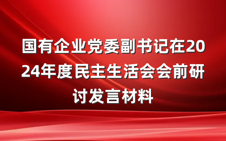 国有企业党委副书记在2024年度民主生活会会前研讨发言材料