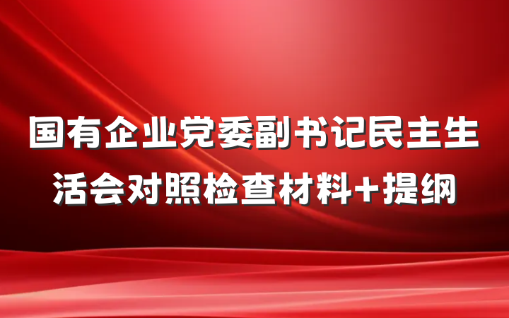 国有企业党委副书记民主生活会对照检查材料 提纲