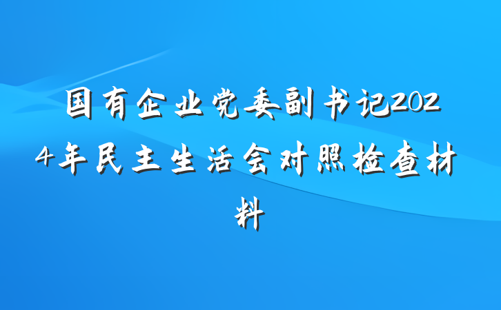 国有企业党委副书记2024年民主生活会对照检查材料