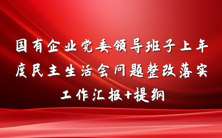 国有企业党委领导班子上年度民主生活会问题整改落实工作汇报 提纲
