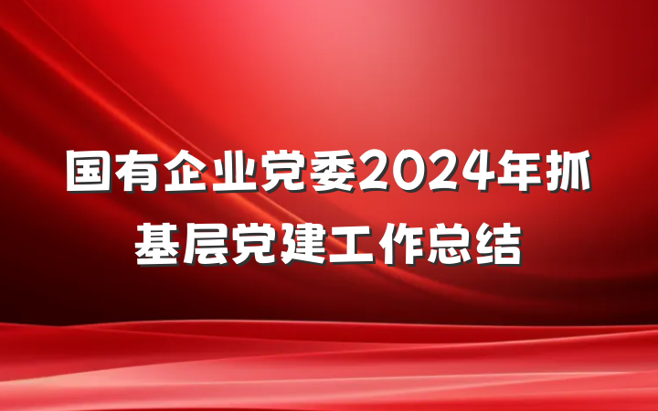 国有企业党委2024年抓基层党建工作总结