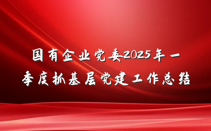 国有企业党委2025年一季度抓基层党建工作总结