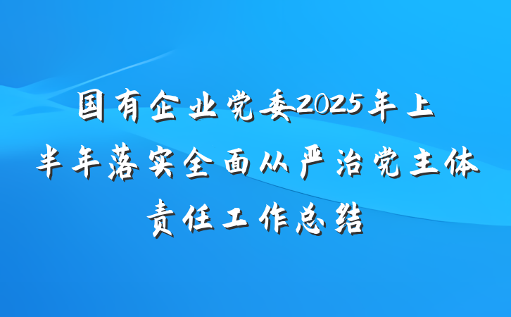 国有企业党委2025年上半年落实全面从严治党主体责任工作总结